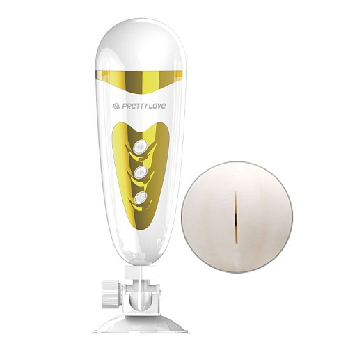 Мега-мастурбатор с вибрацией и голосом бело-золотистого цвета Baile Sally BM-00900T50-3