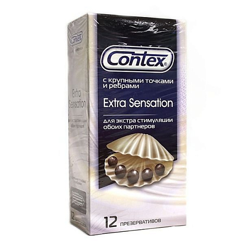 Презервативы с крупными точками и рёбрами Contex Extra Sensation №12 (12 шт)