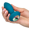 Бирюзовая анальная вибропробка с кристаллом California Exotic Novelties Vibrating Petite Crystal Probe SE-0385-06-3 (9,5 см)