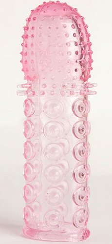 Гелевая розовая насадка с рельефом ToyFa 818015-3 (13,5 см)