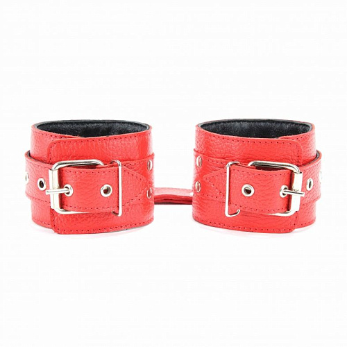 Красные кожаные наручи БДСМ арсенал 51014