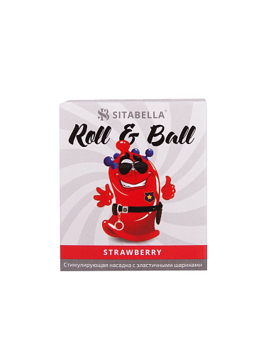 Красный стимулирующий презерватив-насадка Sitabella Roll Ball Strawberry 1426