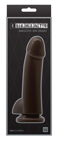 Коричневый гладкий фаллоимитатор на присоске с мошонкой NS Novelties Smooth 5 Inch Dildo NSN-0929-03 (17 см)