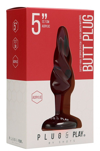 Красная витая анальная пробка Shots Media BV Rounded 5 Inch PLU006ACR (12,7 см)