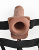 Кофейный перезаряжаемый вибрострапон Pipedream 7 Hollow Rechargeable Strap-on with Balls PD3391-22