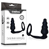 Чёрная анальная втулка с кольцом для пениса Lovetoy Combo Master LV2618