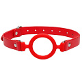 Красный кляп-кольцо с кожаными ремешками Shots Media BV Silicone Ring Gag with Leather Straps OU463RED
