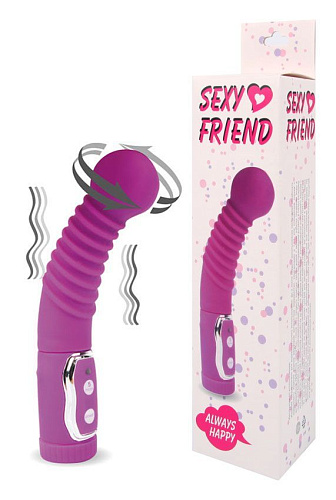 Фиолетовый вибромассажёр-ротатор с 5 режимами Bior toys SF-70236 (19 см)