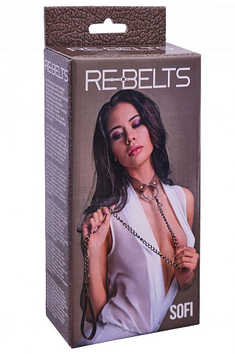 Коричневый поводок и чокер с кольцом Rebelts Sofi 7747-02rebelts
