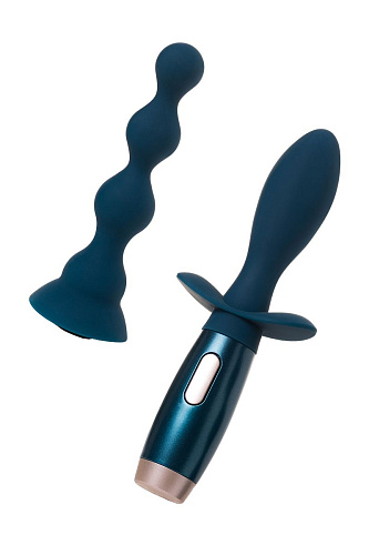 Бирюзовый анальный вибратор с 2 сменными насадками Le Stelle PERKS SERIES EXO LS12214