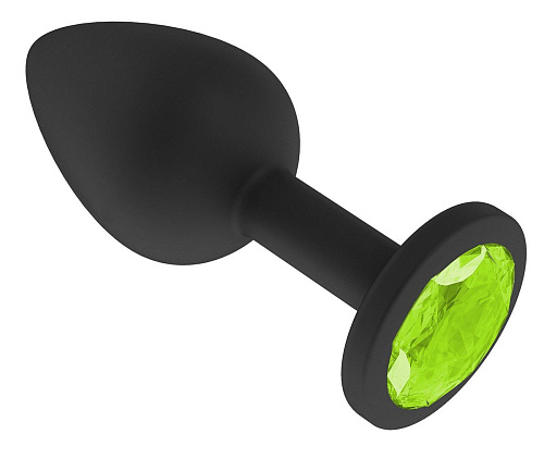 Чёрная анальная втулка с лаймовым кристаллом Сумерки богов 518-12 lime-DD (7,3 см)