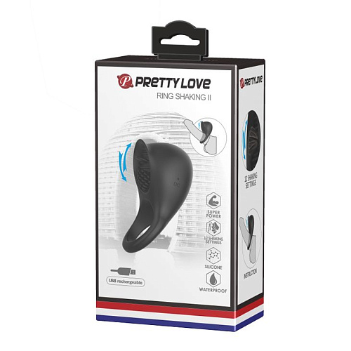 Чёрное эрекционное кольцо Baile Ring Shaking II BI-210216