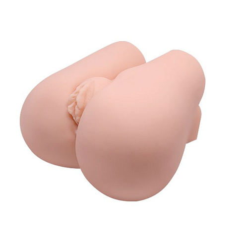 Телесный реалистичный мастурбатор с вибрацией и двумя тоннелями — вагиной и анусом Baile BM-009113Z-1