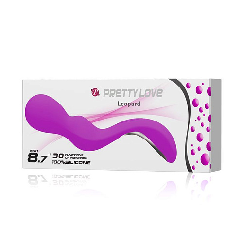 Лиловый вибромассажёр с изогнутым тельцем Baile Leopard BI-014307 (22,5 см)