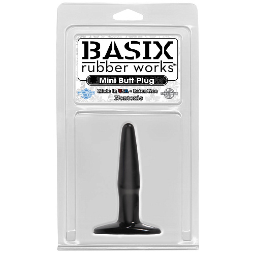 Маленькая анальная пробка в чёрном цвете Pipedream Basix Rubber Works Mini Butt Plug PD4260-23 (10,8 см)