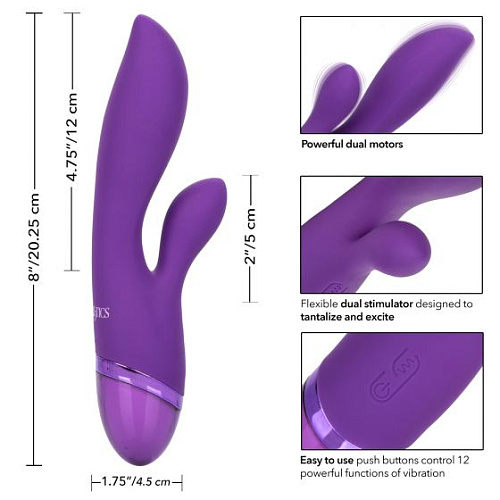 Фиолетовый вибромассажер-кролик California Exotic Novelties Aura Dual Lover SE-0735-40-3 (20,25 см)