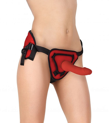 Красный страпон Shots Media BV Deluxe Silicone Strap On 8 Inch OU206RED (20,5 см)