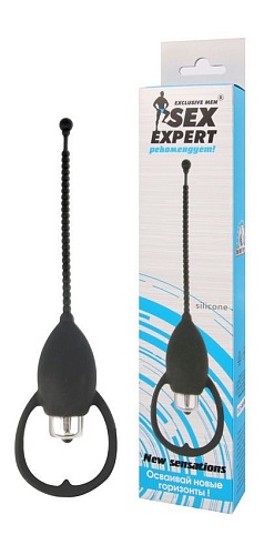 Чёрный уретральный стимулятор с 7 режимами вибрации Bior toys SEM-55147