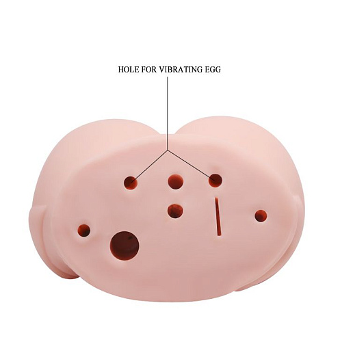 Телесный мастурбатор с двумя любовными тоннелями и вибрацией Baile BM-009039Z-1