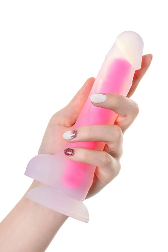 Прозрачно-розовый фаллоимитатор, светящийся в темноте ToyFa James Glow 872013 (18 см)