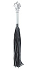 Чёрная плеть из кожи с серебристой ручкой БДСМ арсенал Gray 54044ars (64 см)