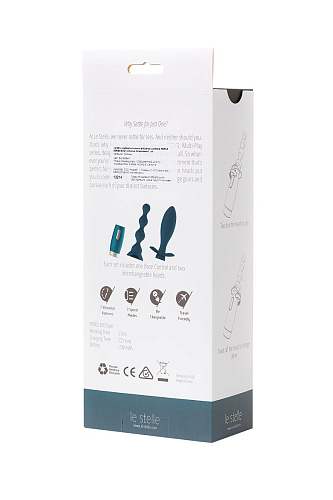 Бирюзовый анальный вибратор с 2 сменными насадками Le Stelle PERKS SERIES EXO LS12214