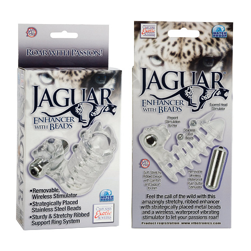 Прорачная вибронасадка с клиторальным стимулятором California Exotic Novelties Jaguar Enhancer with Beads SE-1631-10-3