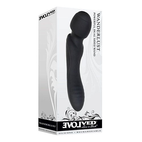 Чёрный двусторонний жезловый вибратор Evolved Wanderlust 840347