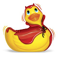 Вибратор утка-дьяволенок в жёлтом цвете Big Teaze Toys I Rub My Duckie Red Devil Travel Size 10141