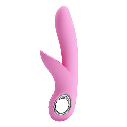 Нежно-розовый вибратор с клиторальной щёточкой Baile Carol BI-014571-1 (19 см)