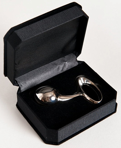 Серебристая анальная втулка с ручкой ToyFa 712011 (10 см)