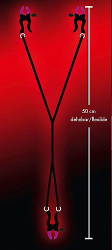 Чёрно-розовые зажимы на соски и клитор Orion Silicone Nipple Clit Clamps 0516856