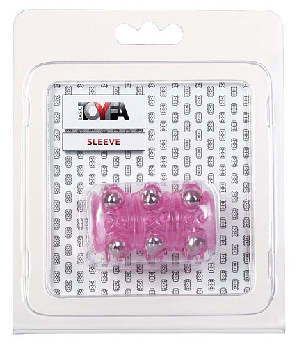 Розовая насадка c шариками ToyFa Pleasure Sleeve 888002