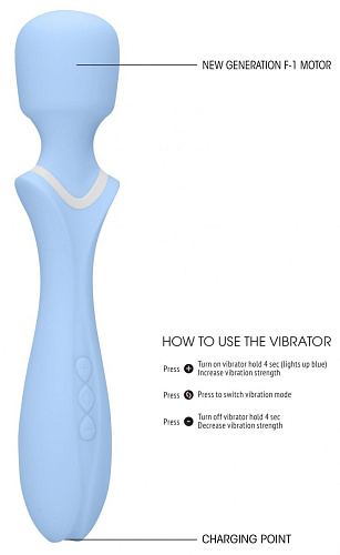 Голубой вибромассажёр-жезл Shots Media BV Jiggle LOV021BLU