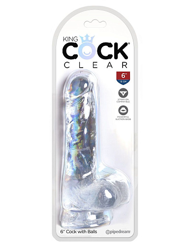 Прозрачный фаллоимитатор Pipedream King Cock Clear 6 Cock with Balls PD5752-20 (17,8 см)
