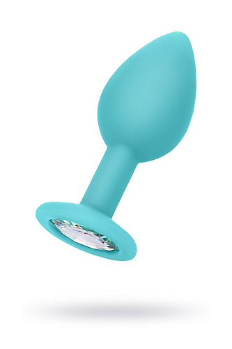 Мятная анальная пробка с прозрачным кристаллом Штучки-дрючки 690111 (7,3 см)