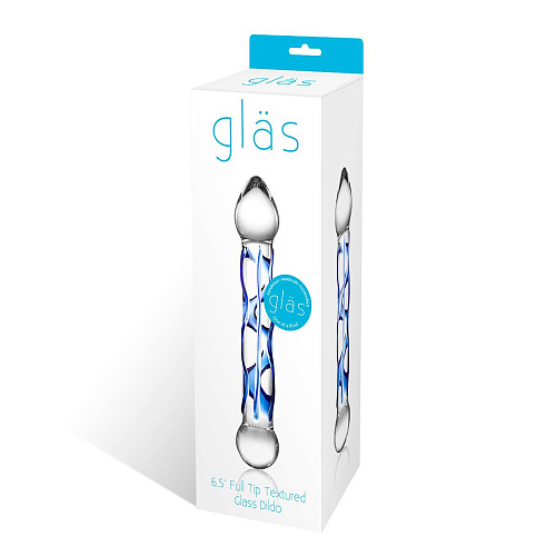 Текстурированный прозрачный фаллоимитатор из стекла Glas GLAS-145