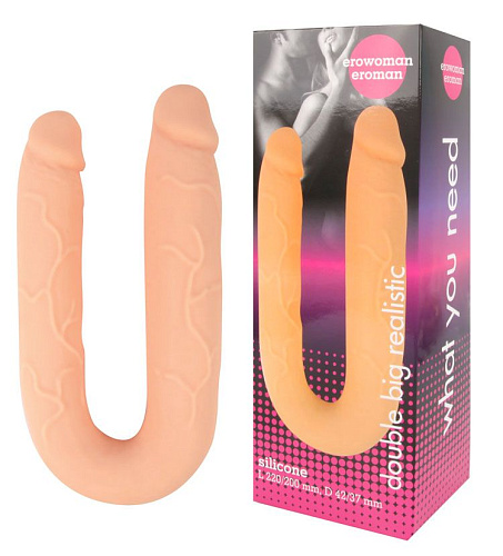 Телесный двойной фаллоимитатор Bior toys EE-10222 (22 см)