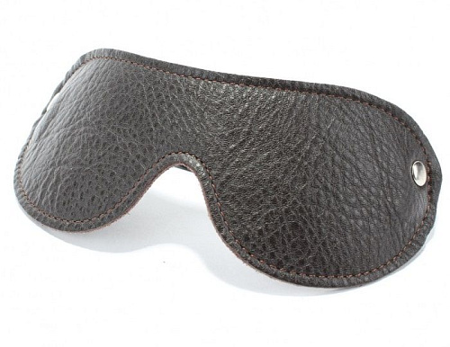 Коричневая кожаная маска на глаза на резинке БДСМ арсенал 58003