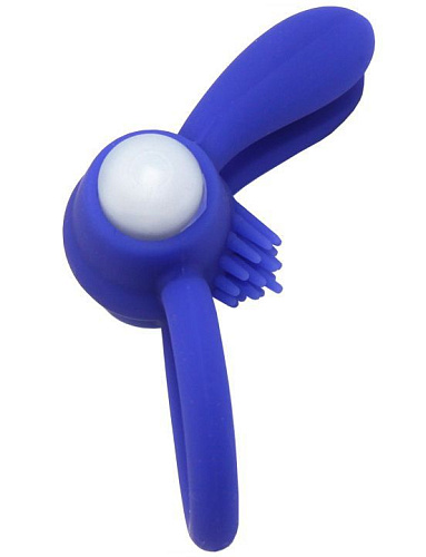 Синее эрекционное кольцо с мини-вибратором Eroticon «Зайчик»  30493