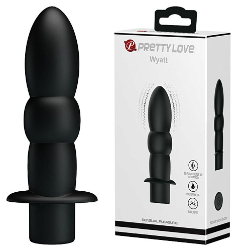 Чёрный анальный вибромассажёр Baile Wyatt BI-040091-1 (11,5 см)