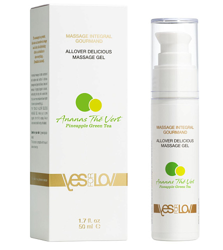 Универсальный массажный гель 3-в-1 с ароматом ананаса и зелёного чая YESforLOV Allover Delicious YFL01B35 (50 мл)