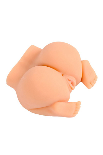 Телесного цвета женский полуторс в позиции «догги-стайл» с двумя любовными тоннелями Xise XS-MA50021