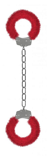 Кандалы с красным мехом Shots Media BV Furry Ankle Cuffs SHT363RED