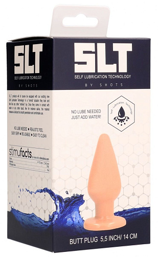 Телесная анальная пробка с самолубрикацией Shots Media BV 5 Inch SLT014FLE (14 см)