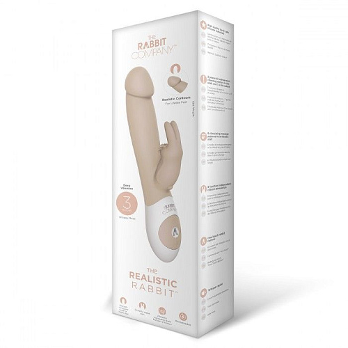 Телесный вибратор с клиторальным кроликом The Rabbit Company Realistic Rabbit TRC-012CRM