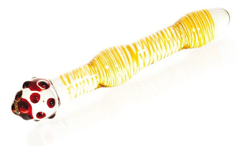 Двусторонний стимулятор из стекла с шишечками на головке Sexus 912141