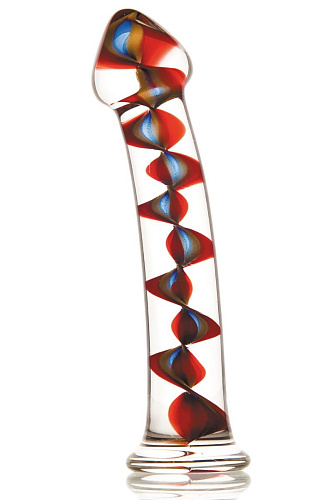 Стеклянный прозрачный фаллос со спиралью внутри Sexus 912024