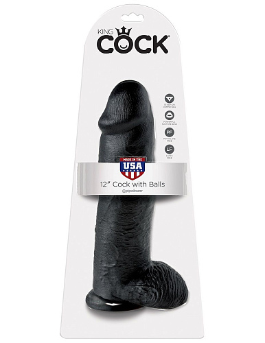 Чёрный фаллоимитатор-гигант Pipedream 12 Cock with Balls PD5511-23 (30,5 см)