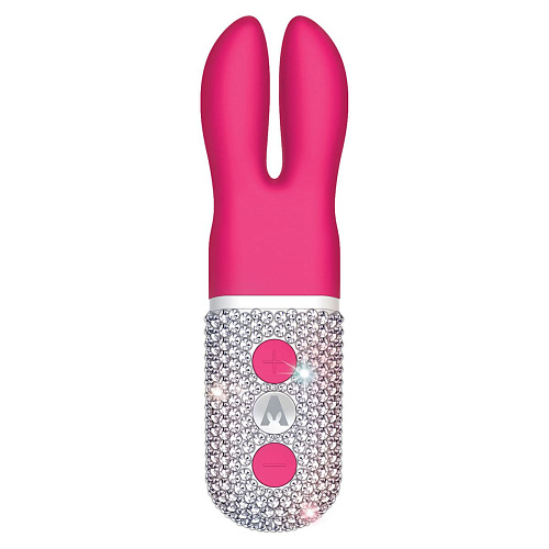 Розовый вибратор с ушками украшенный кристаллами The Rabbit Company The Pocket Rabbit TRC-008HPBLING